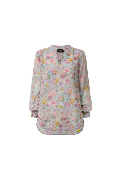 James Lakeland Women's Vintage Floral Print Blouse In Gray