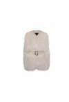 James Lakeland Women's White Buckled Cream Faux Fur Collar In White