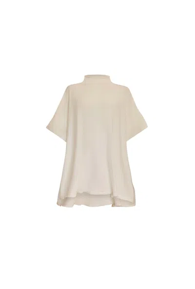 James Lakeland Women's White Cream Button Poncho In Neutral