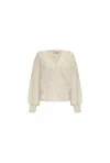 James Lakeland Women's White Cream Stud Cardi In Neutral