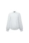 James Lakeland Women's White Crochet Sleeves Shirt In White