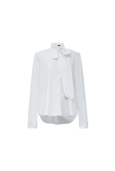 James Lakeland Women's White Crochet Tie Shirt