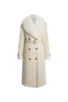 James Lakeland Women's White Faux Fur Suede Beige Coat In White