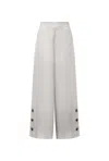 James Lakeland Women's White Linen Button Trousers