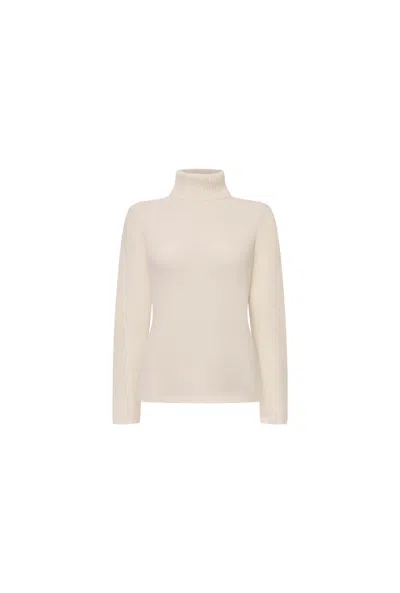 James Lakeland Women's White Polo Neck Jumper In Neutral