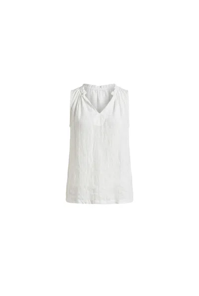 James Lakeland Women's White Pure Linen Sleeveless Top