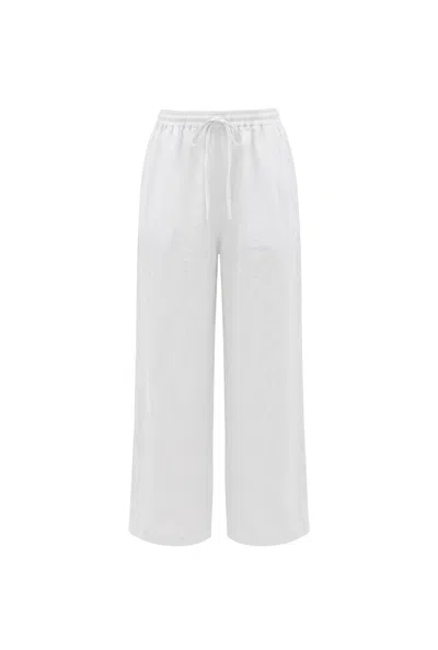 James Lakeland Women's White Pure Linen Trousers