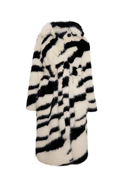 James Lakeland Women's White Tiger Long Faux Fur Coat