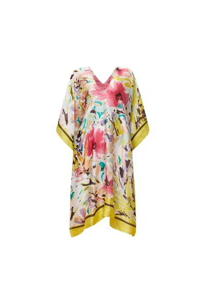 James Lakeland Women's Yellow Floral Mosaic Kaftan In Multi