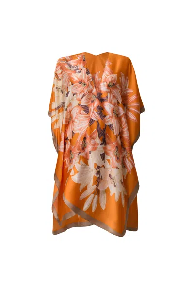 James Lakeland Women's Yellow / Orange Orange Flower Print Kaftan In Yellow/orange
