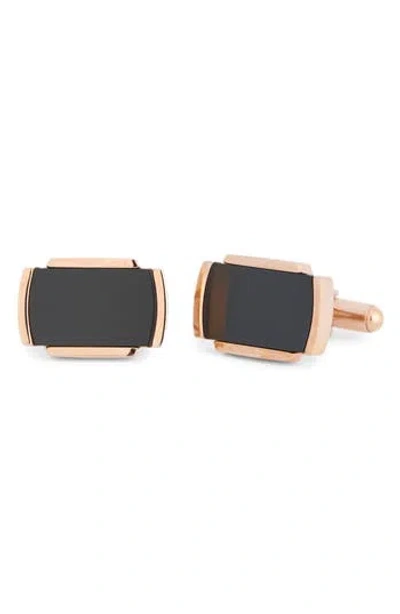 James Michael Black Detail Cuff Links In Gold