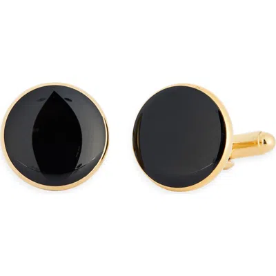 James Michael Black Lacquer Round Cuff Links In Multi