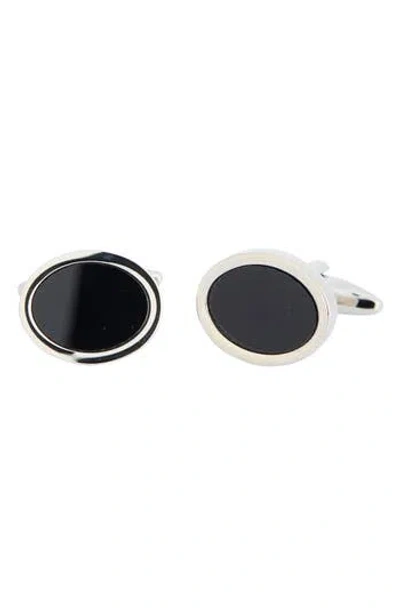 James Michael Onyx Oval Cuff Links In Black