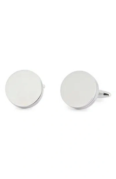James Michael Polished Round Cuff Links In Silver