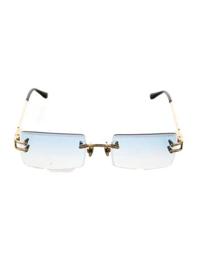 Pre-owned James Oro Square Gradient Sunglasses In Blue/gold