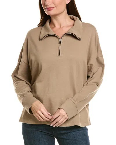 James Perse 1/2-zip Pullover In Brown