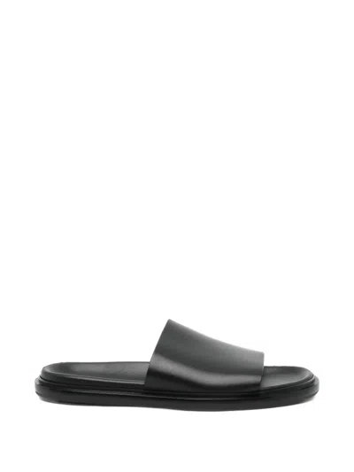 James Perse Leather Sandals In Black