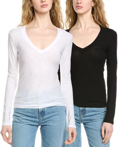 James Perse 2pk Relaxed V-neck T-shirt In Black