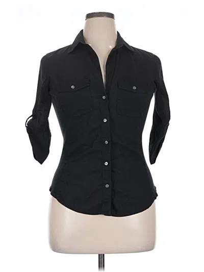 Pre-owned James Perse 3/4 Sleeve Button Down Shirt In Black
