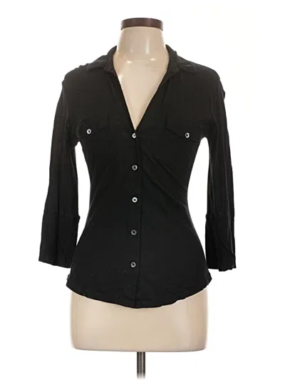 Pre-owned James Perse 3/4 Sleeve Button Down Shirt In Black