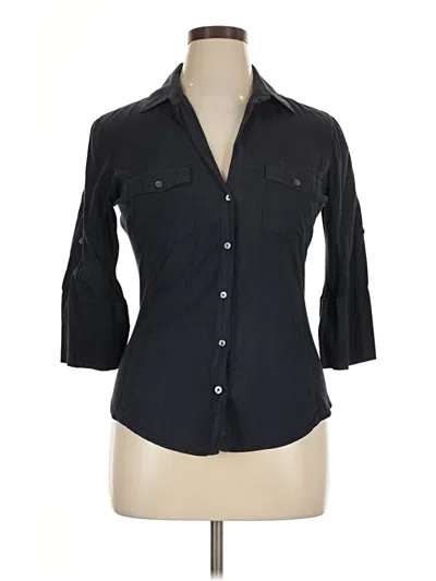 Pre-owned James Perse 3/4 Sleeve Button Down Shirt In Black