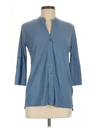 Pre-owned James Perse 3/4 Sleeve Button Down Shirt In Blue