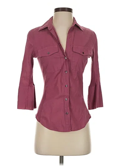 Pre-owned James Perse 3/4 Sleeve Button Down Shirt In Burgundy