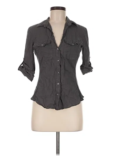 Pre-owned James Perse 3/4 Sleeve Button Down Shirt In Gray