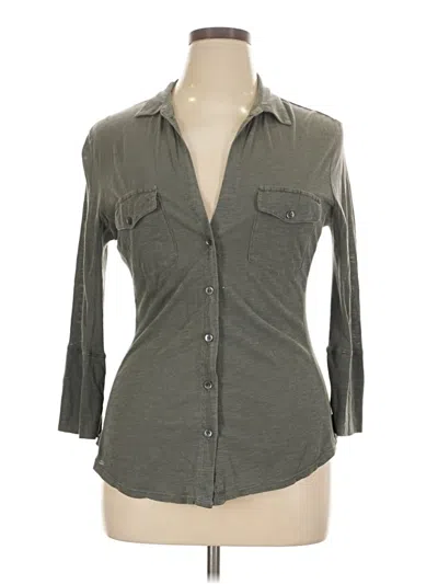 Pre-owned James Perse 3/4 Sleeve Button Down Shirt In Gray