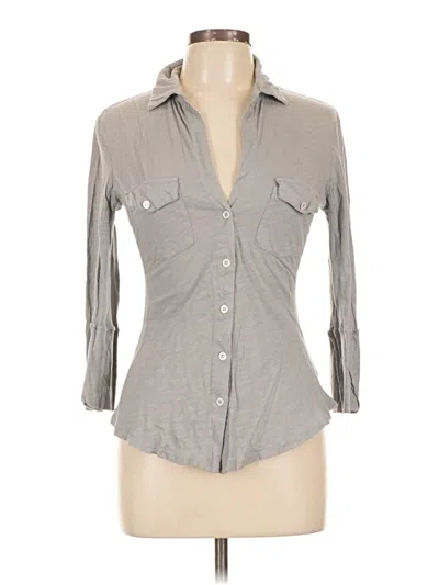 Pre-owned James Perse 3/4 Sleeve Button Down Shirt In Gray