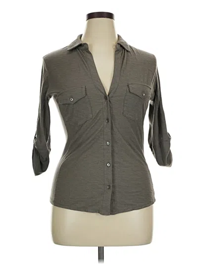 Pre-owned James Perse 3/4 Sleeve Button Down Shirt In Gray