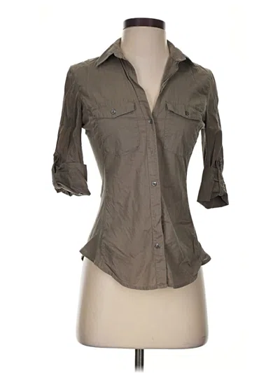 Pre-owned James Perse 3/4 Sleeve Button Down Shirt In Gray