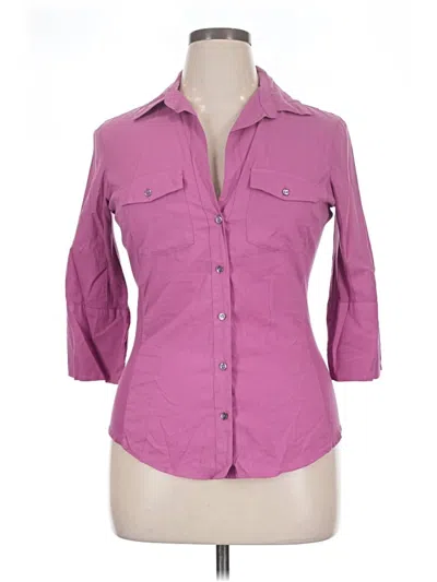 Pre-owned James Perse 3/4 Sleeve Button Down Shirt In Purple