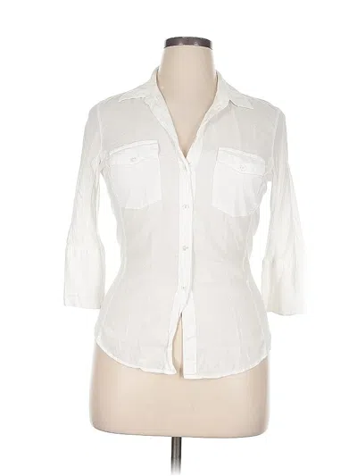 Pre-owned James Perse 3/4 Sleeve Button Down Shirt In White