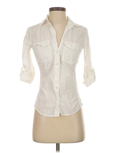 Pre-owned James Perse 3/4 Sleeve Button Down Shirt In White