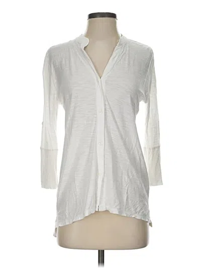 Pre-owned James Perse 3/4 Sleeve Button Down Shirt In White