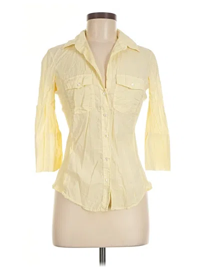 Pre-owned James Perse 3/4 Sleeve Button Down Shirt In Yellow