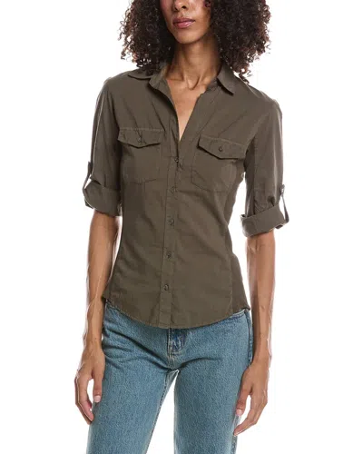 James Perse 3/4-sleeve Paneled Shirt In Green