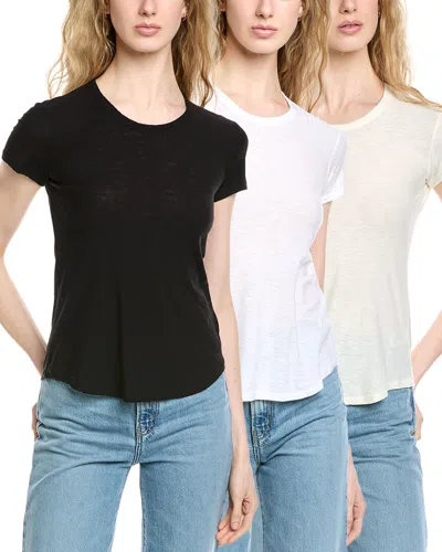 James Perse 3pk Crew Shirt In Multi