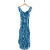 James Perse Anika Ruffle Chiffon Maxi Dress In Laguna Blue Taza Ikat Print