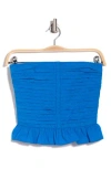 James Perse Annie Strapless Cotton Crop Top In Laguna Blue