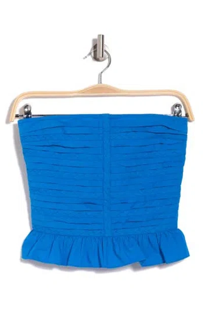 James Perse Annie Strapless Cotton Crop Top In Laguna Blue
