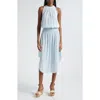 James Perse Audrey Smocked Waist Sleeveless Midi Dress In Crystal Blue