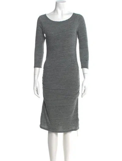 Pre-owned James Perse Bateau Neckline Knee-length Dress In Green