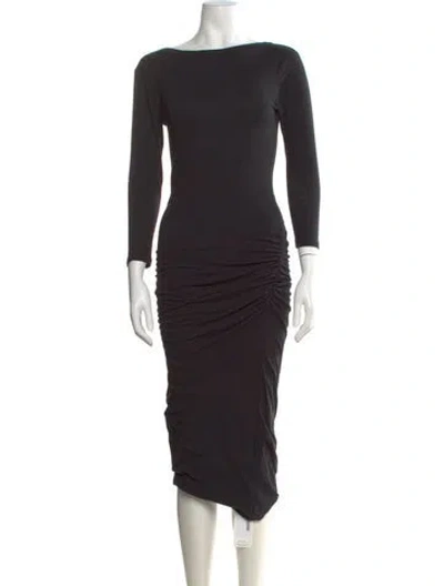 Pre-owned James Perse Bateau Neckline Long Dress In Black