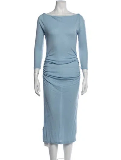 Pre-owned James Perse Bateau Neckline Long Dress In Blue