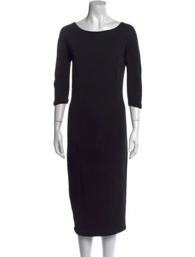 Pre-owned James Perse Bateau Neckline Midi Length Dress In Black