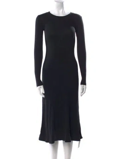 Pre-owned James Perse Bateau Neckline Midi Length Dress In Black