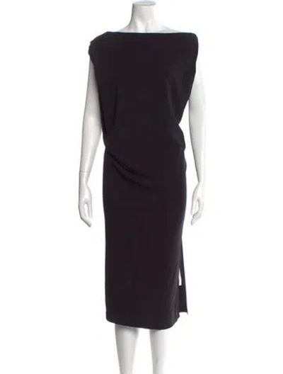 Pre-owned James Perse Bateau Neckline Midi Length Dress In Black