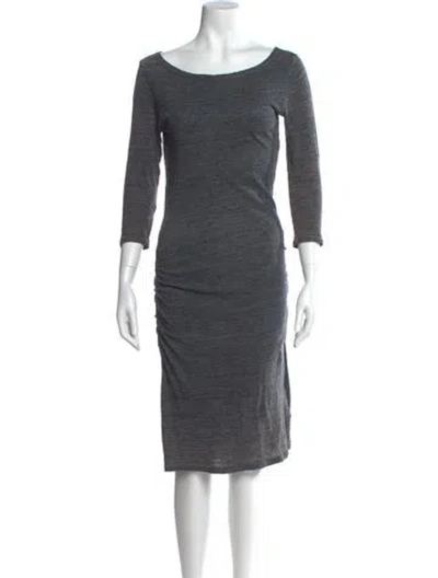 Pre-owned James Perse Bateau Neckline Midi Length Dress In Gray